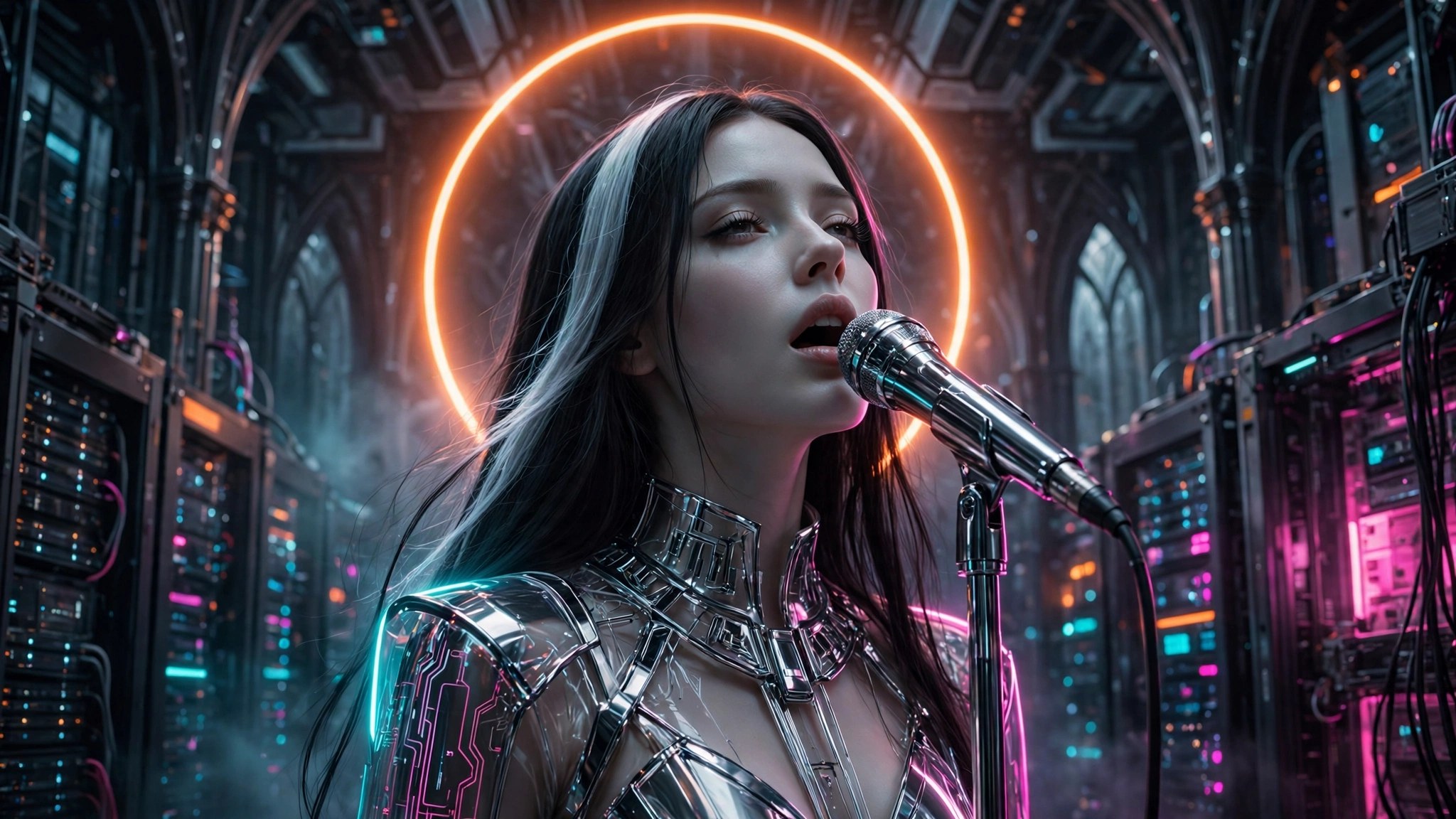 Vesper, our virtual singer, in the server cathedral